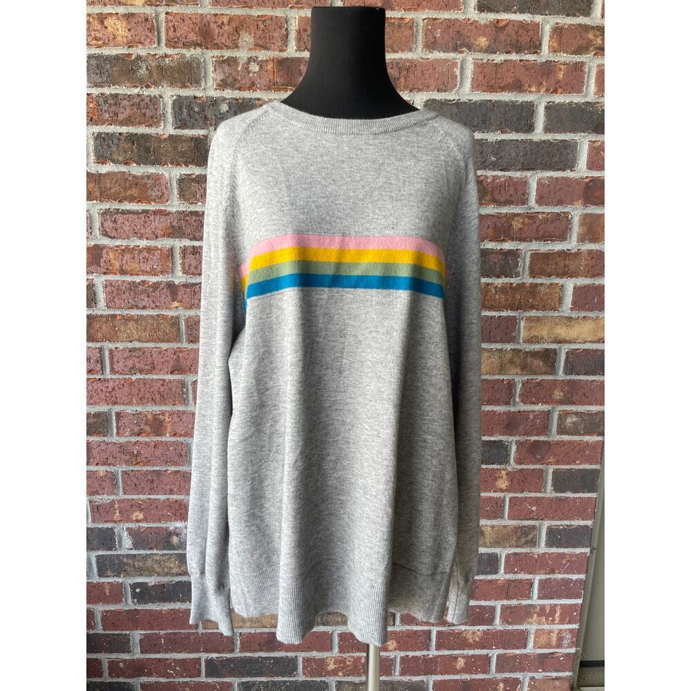 Another Love Gray Rainbow Sweater - side slits - size XL
